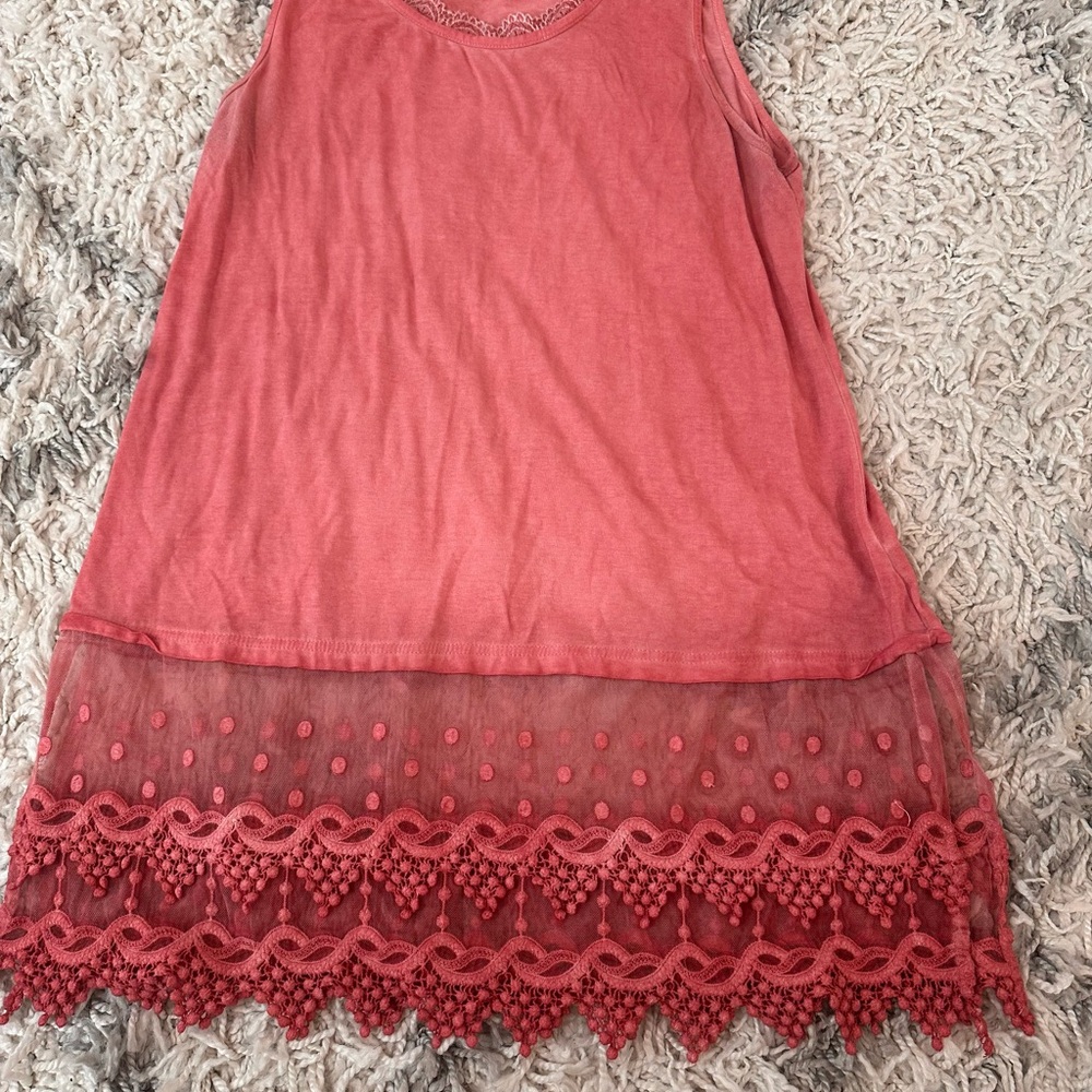 Elegant Pink Lace Hem Women's Top